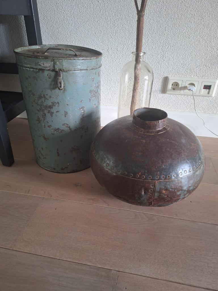Vintage Indiase Voorraadton en Waterdruk Kruik, Ophalen