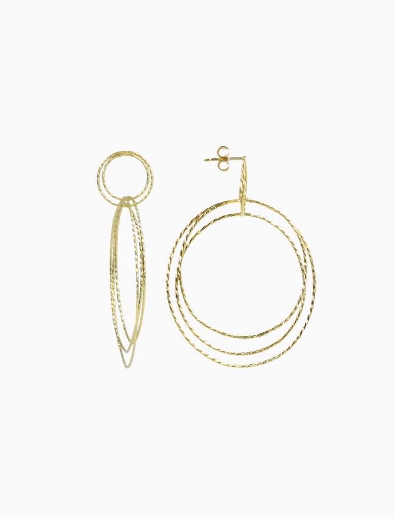 NIEUW Lott Gioielli Gouden Oorbellen met Drie Ringen, Ophalen, Nieuw, Goud