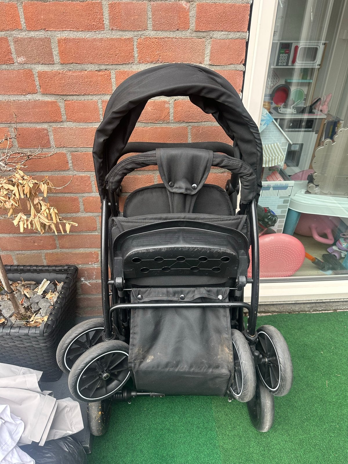 Deryan Duo Buggy Zwart - Zo goed als nieuw, Duowagen, Zo goed als nieuw, Ophalen, Kinderwagen