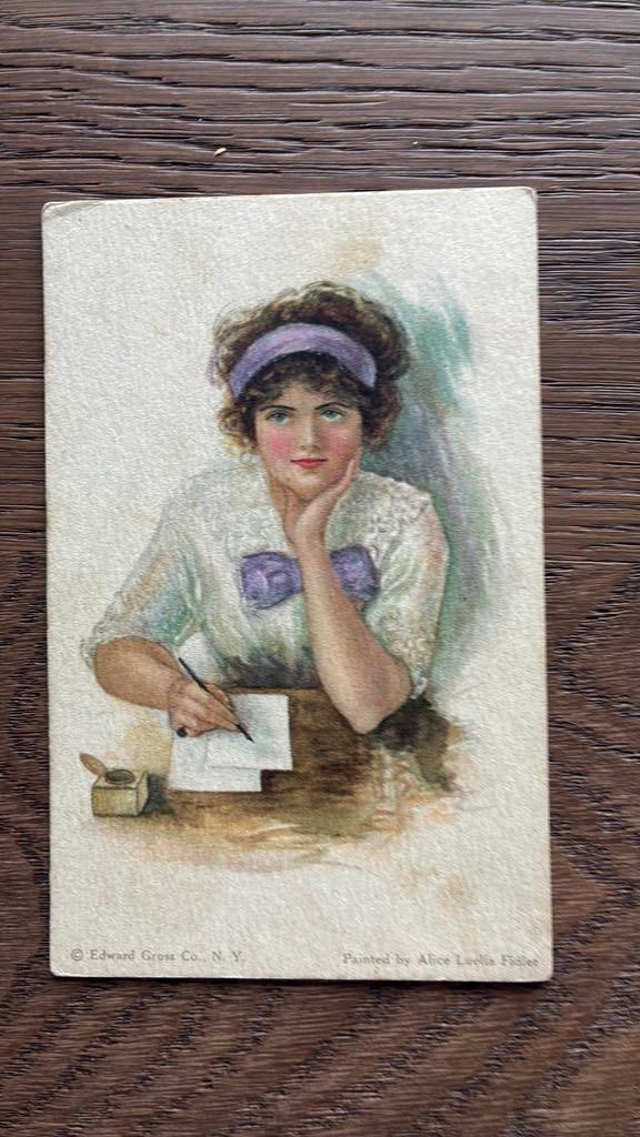 Mooi getekend. Amerikaans meisje, Ophalen of Verzenden, Voor 1920, Ongelopen