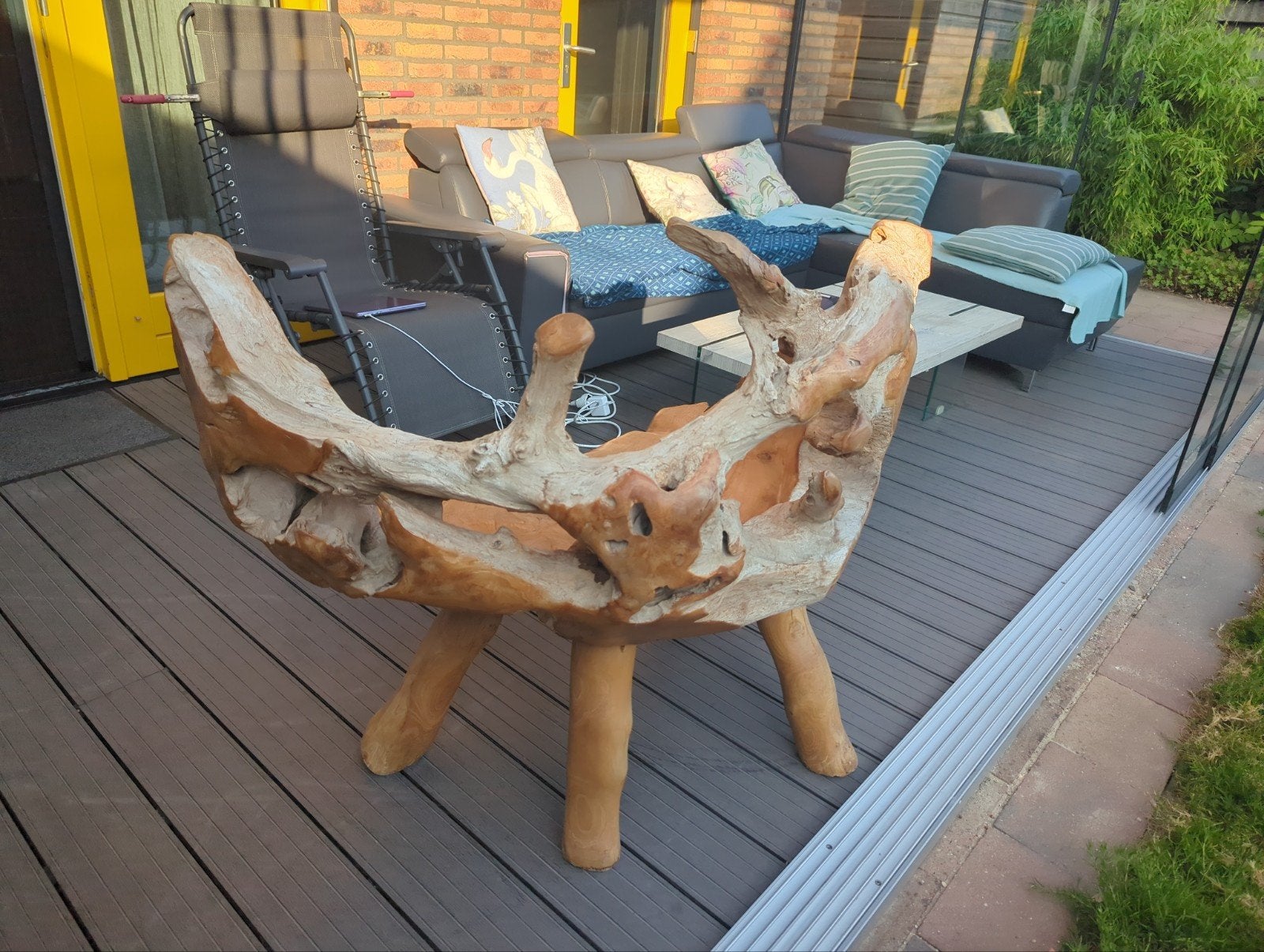 Unieke Teak Wortel Houten Stoel - Handgemaakt, Ophalen