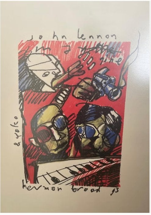 Litho Herman Brood: John Lennon & Yoko Ono, Antiek en Kunst, Kunst | Litho's en Zeefdrukken, Overige techniek, Landschappen, Ophalen