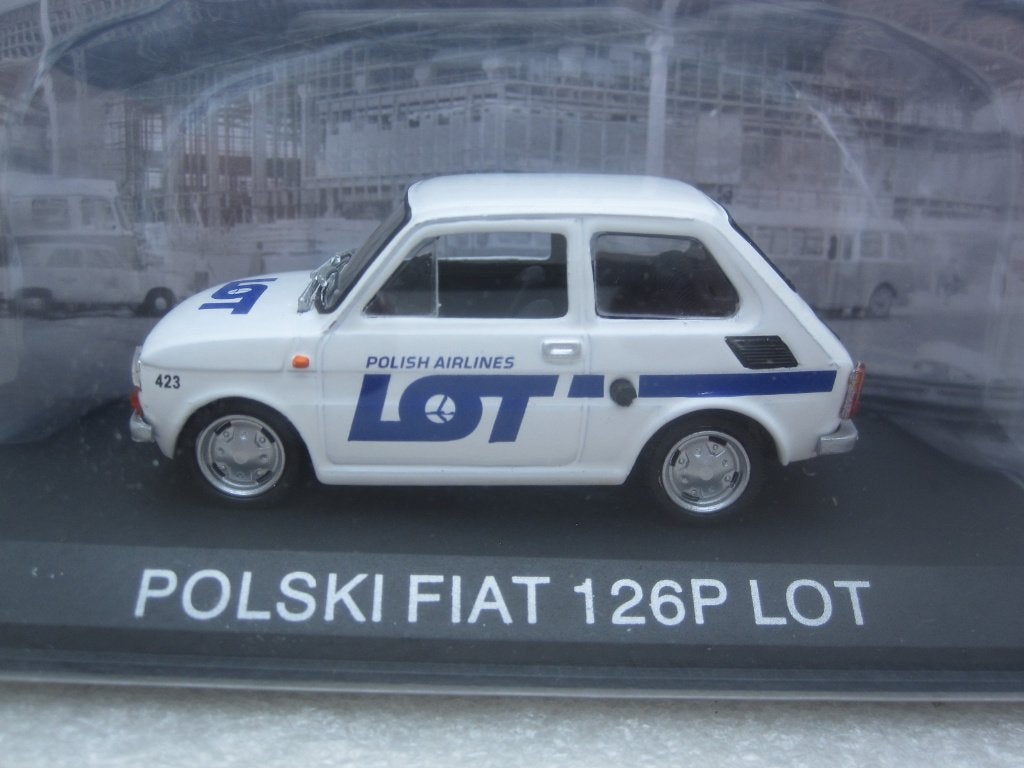 Polski Fiat 126P LOT Polish Airlines 1973  1:43 Atlas, Ophalen of Verzenden, Nieuw, Auto, Overige merken