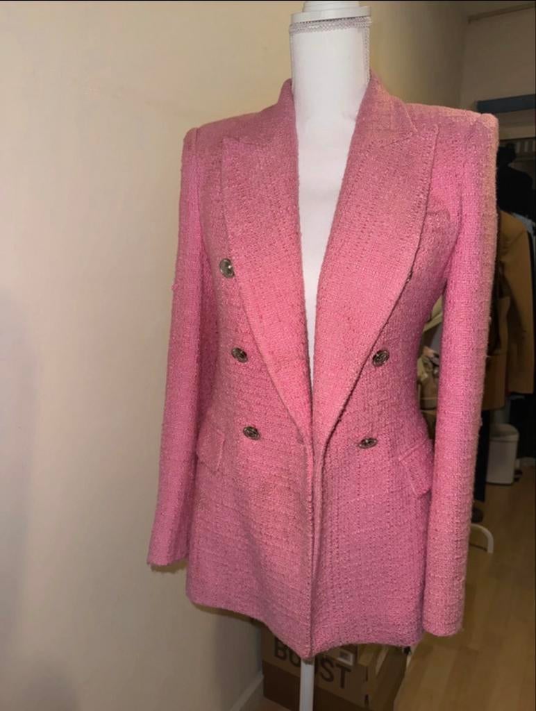 Roze blazer Zara - Maat XS, Kleding | Dames, Jasjes, Kostuums en Pakken, Ophalen of Verzenden, Zo goed als nieuw, Jasje, Roze
