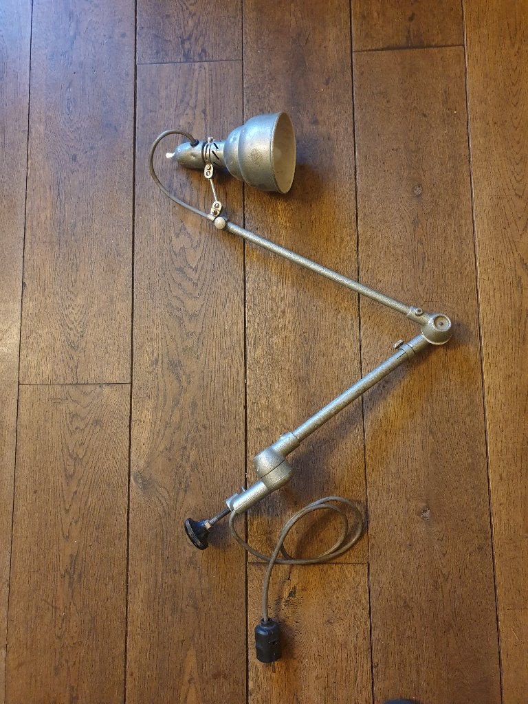 authentieke lumina industriële werkbank werkplaats lamp, Ophalen of Verzenden