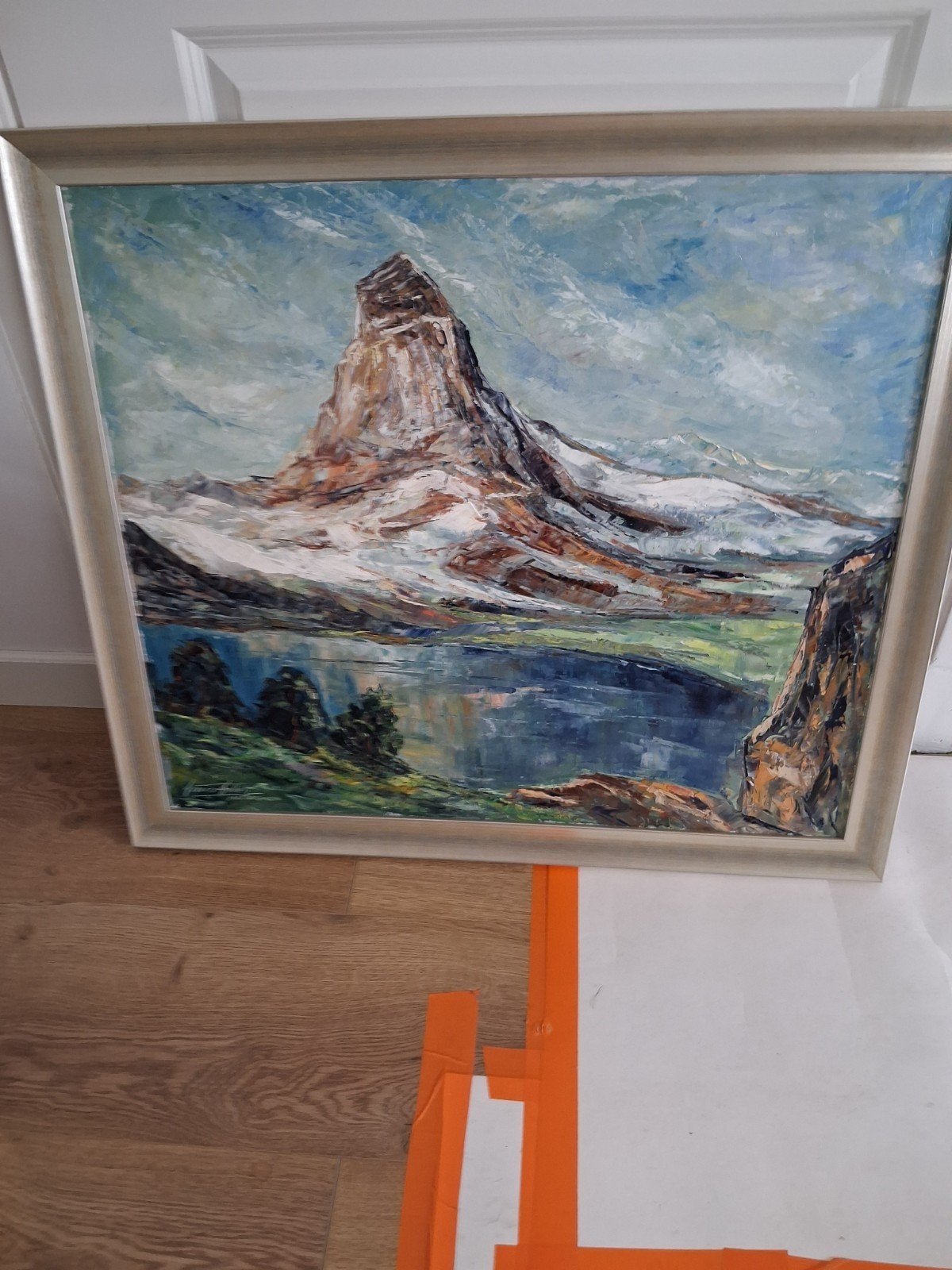Schilderij Matterhorn, gesigneerd, olieverf op doek, Ophalen, Doek, Realistisch, Landschap
