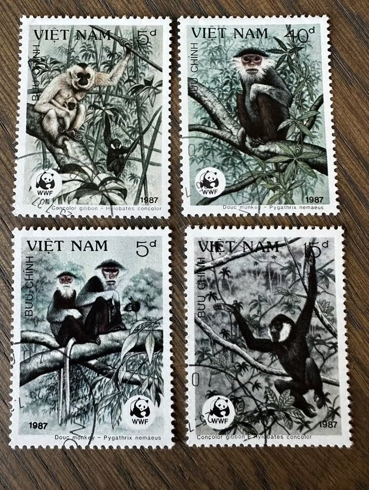 Vietnam 1987 WWF Apen Postzegels - Gestempeld, Ophalen of Verzenden, Gestempeld