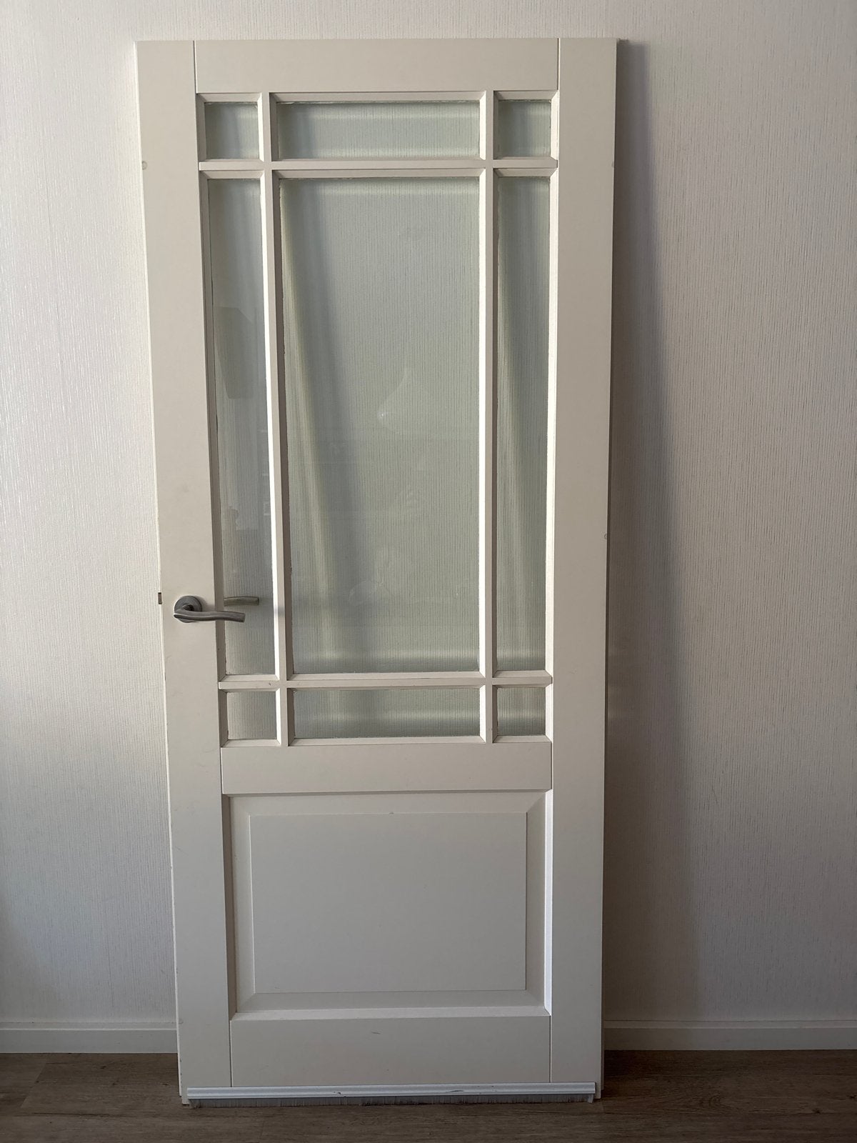 Binnendeur met glas en paneel - facet geslepen glas, Doe-het-zelf en Verbouw, Ophalen, Gebruikt, 80 tot 100 cm, Binnendeur