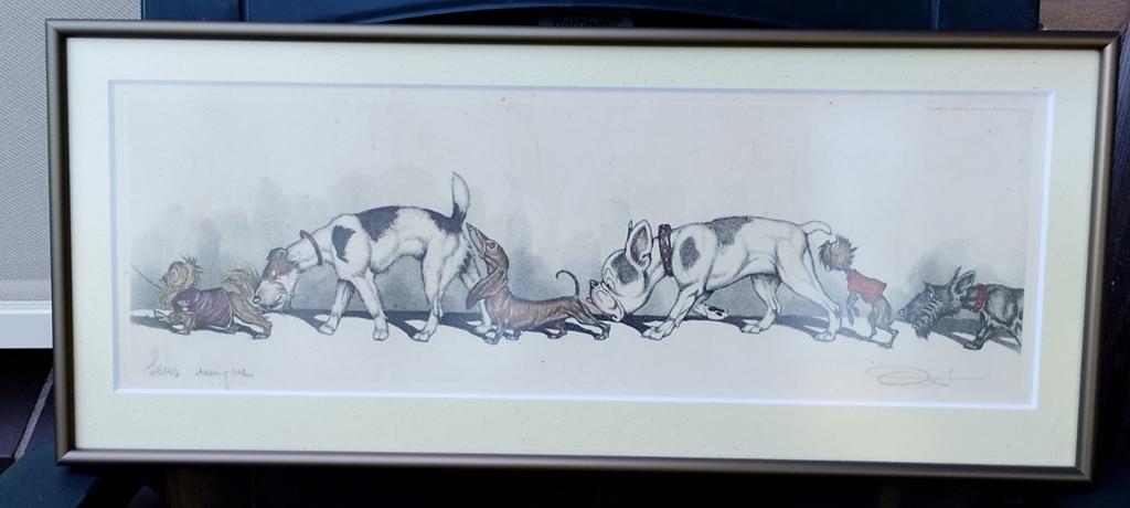 Ets Boris O'Klein Parijse honden, Flora en Fauna, 1950 - 1999, Ets, Ingelijst
