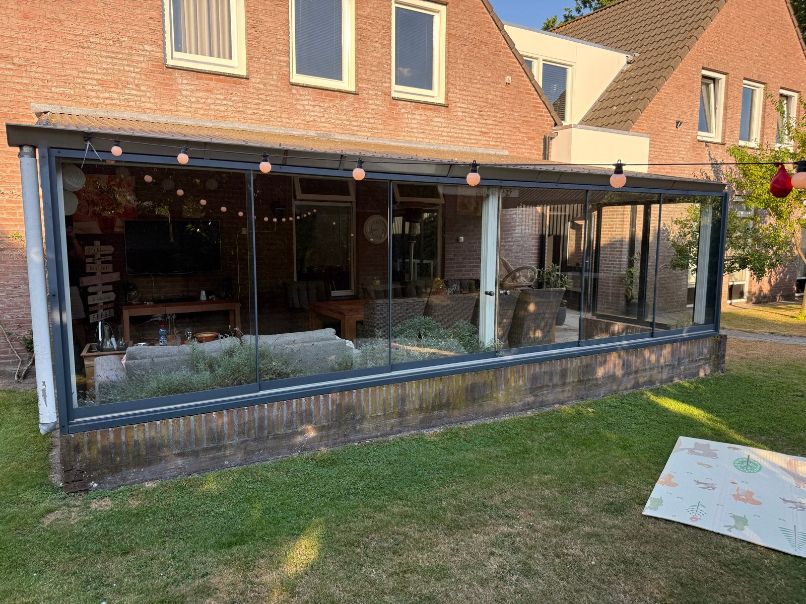 Glazen schuifwanden voor overkapping, Doe-het-zelf en Verbouw, Glas en Ramen, Ophalen, Gebruikt, 80 tot 120 cm, Veiligheidsglas