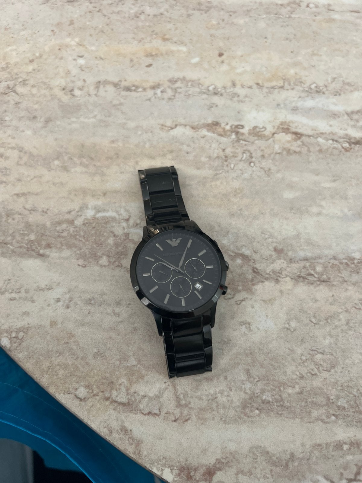 Emporio Armani AR-2453 Herenhorloge Zwart Staal, Overige merken, Staal, Gebruikt, Staal