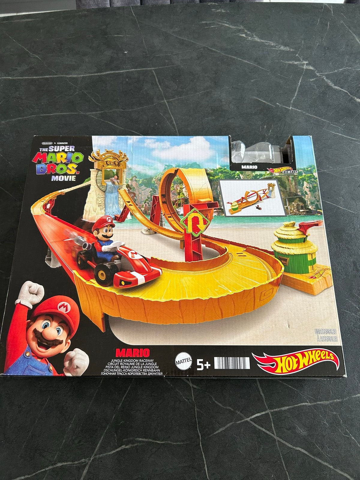 Hot Wheels Mario Kart Racebaan - Super Mario Bros. Film, Ophalen, Racebaan, Zo goed als nieuw, Met looping