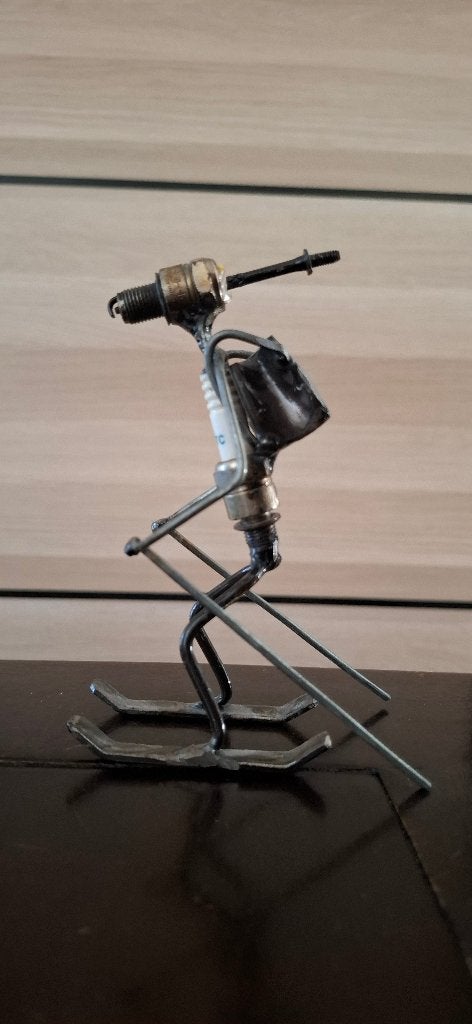 Handgemaakt Moerenmannetje Skiër, Zilver, Minder dan 20 cm, Ophalen of Verzenden, Beeld