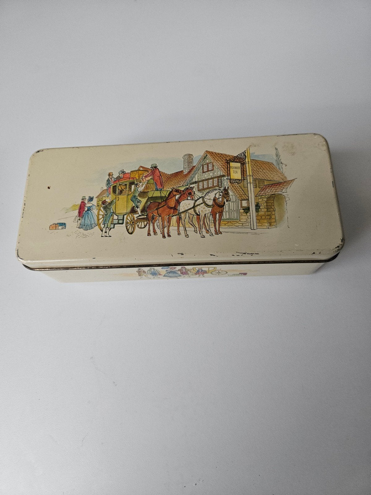 Vintage Pickwick Theeblik -, Ophalen of Verzenden, Gebruikt, Thee, Pickwick