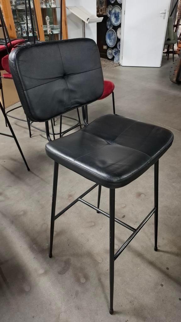 5 gerlin satelliet horeca retro barkruk zwart met statafels, 5 krukken of meer, Ophalen of Verzenden, Leer, 60 tot 90 cm