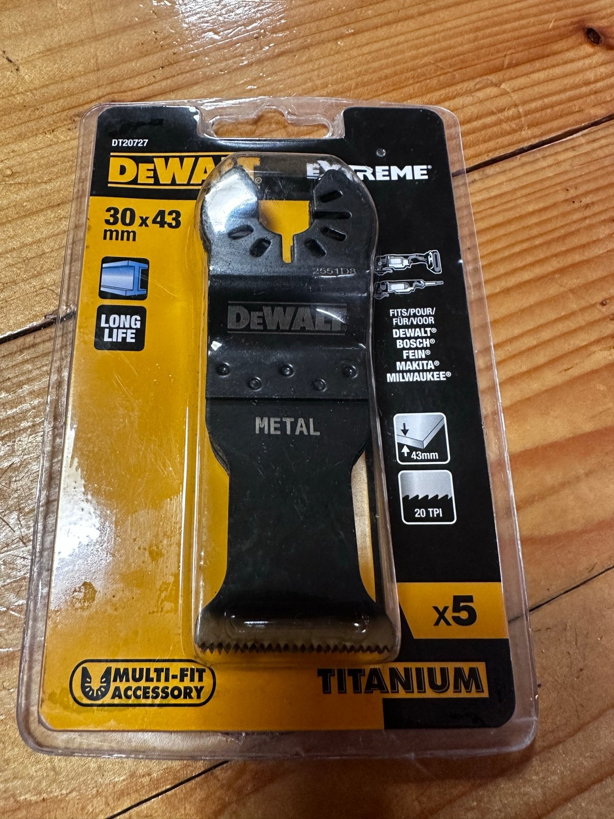 DeWalt DT20727 Multi-Fit Zaagblad Metaal 30x43mm x5, Ophalen of Verzenden, Nieuw