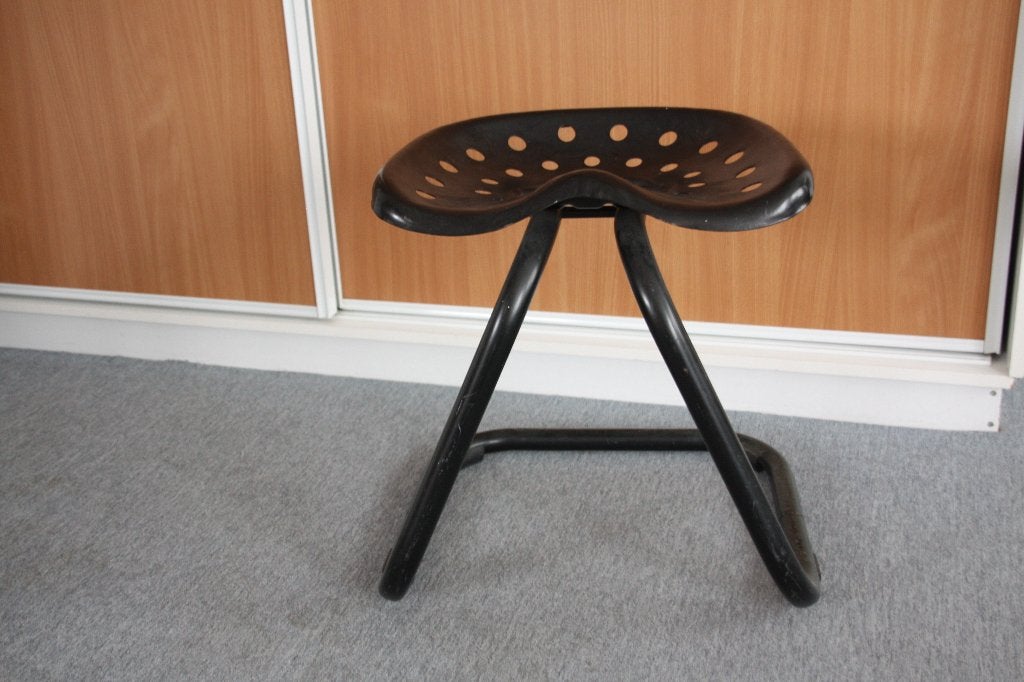 Vintage Design panzadel kruk. Zwart. Jaren '70., Ophalen, Zwart, Design, Metaal