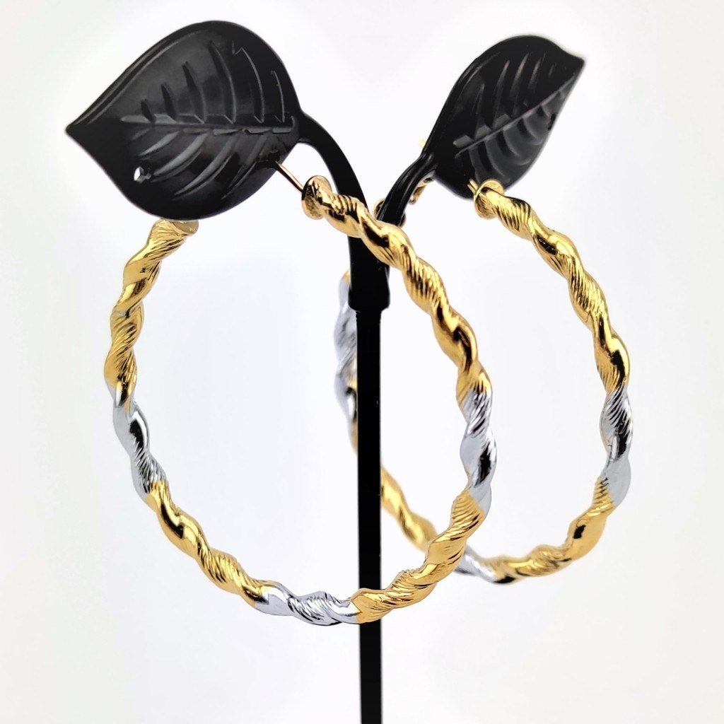 Ø50mm Gevlochten Oorringen RVS Goud/Zilver kleur Oorbellen, Overige materialen, Hangers, Birgitta-Gracht 33, 6465 EL Kerkrade, Nederland