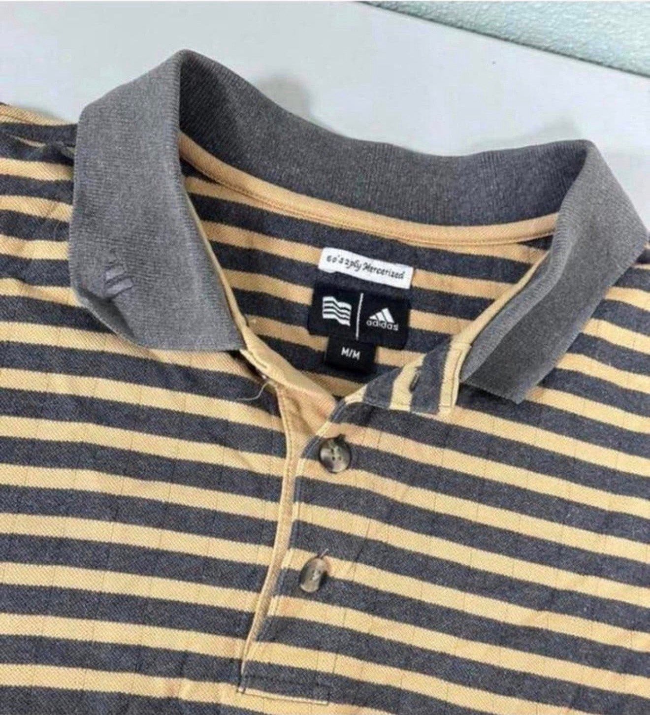Vintage 1960 Adidas Golf katoenen poloshirt gestreept M polo, M, Ophalen of Verzenden, Zo goed als nieuw, M