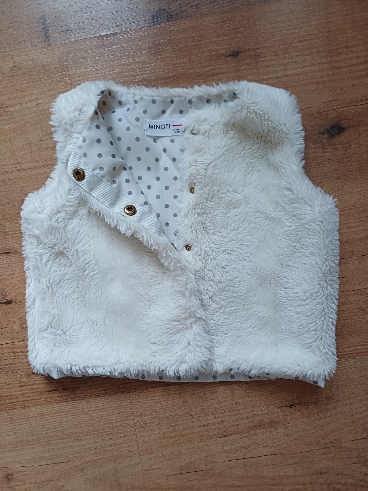 Minoti Witte Bont Vestje - Maat 80-86 (12-18 maanden), Ophalen of Verzenden, Zo goed als nieuw, Minoti, Meisje