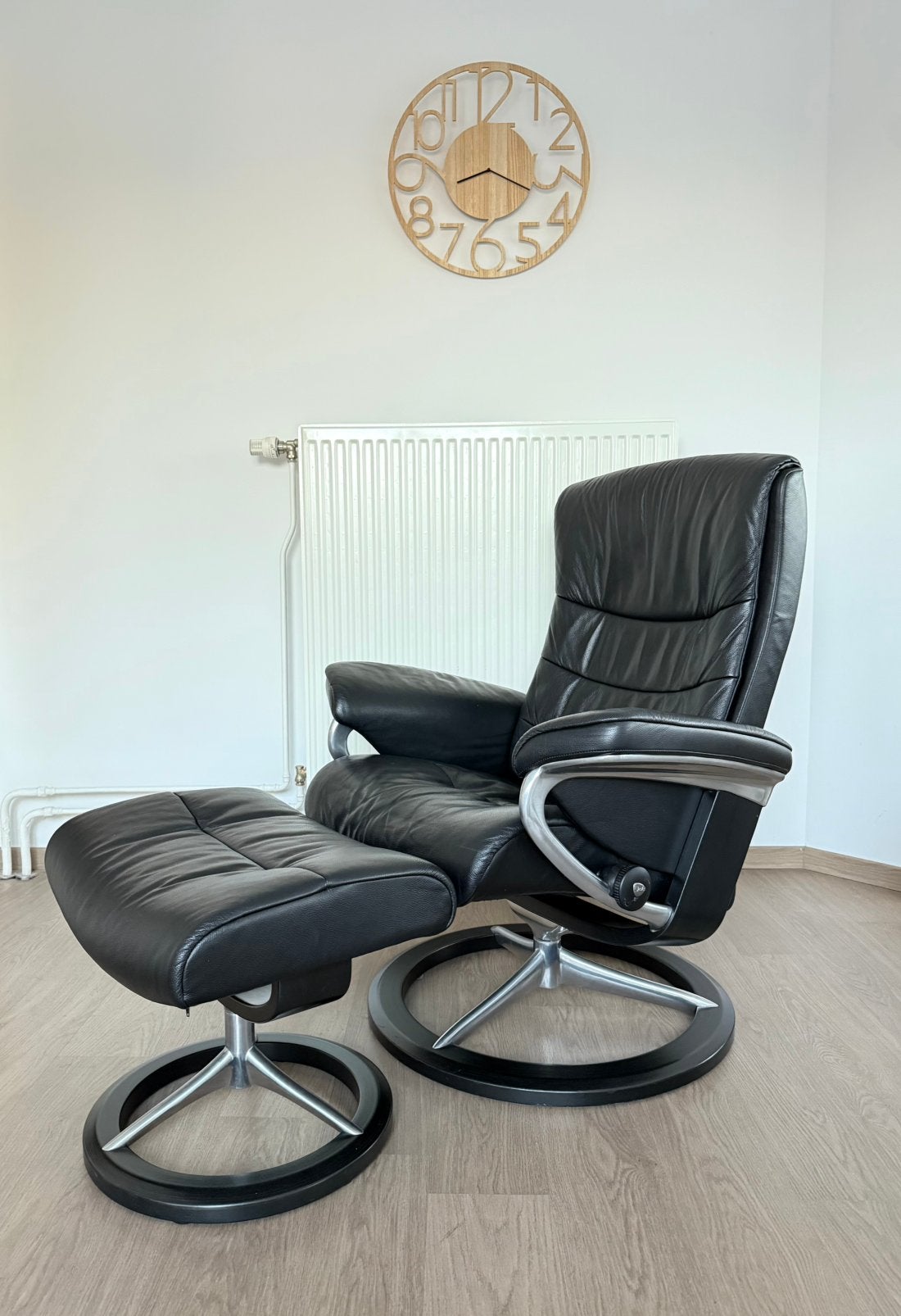 Stressless Nordic Design Fauteuil Leder incl. Voetenbank, Ophalen, Zo goed als nieuw, 75 tot 100 cm, 50 tot 75 cm