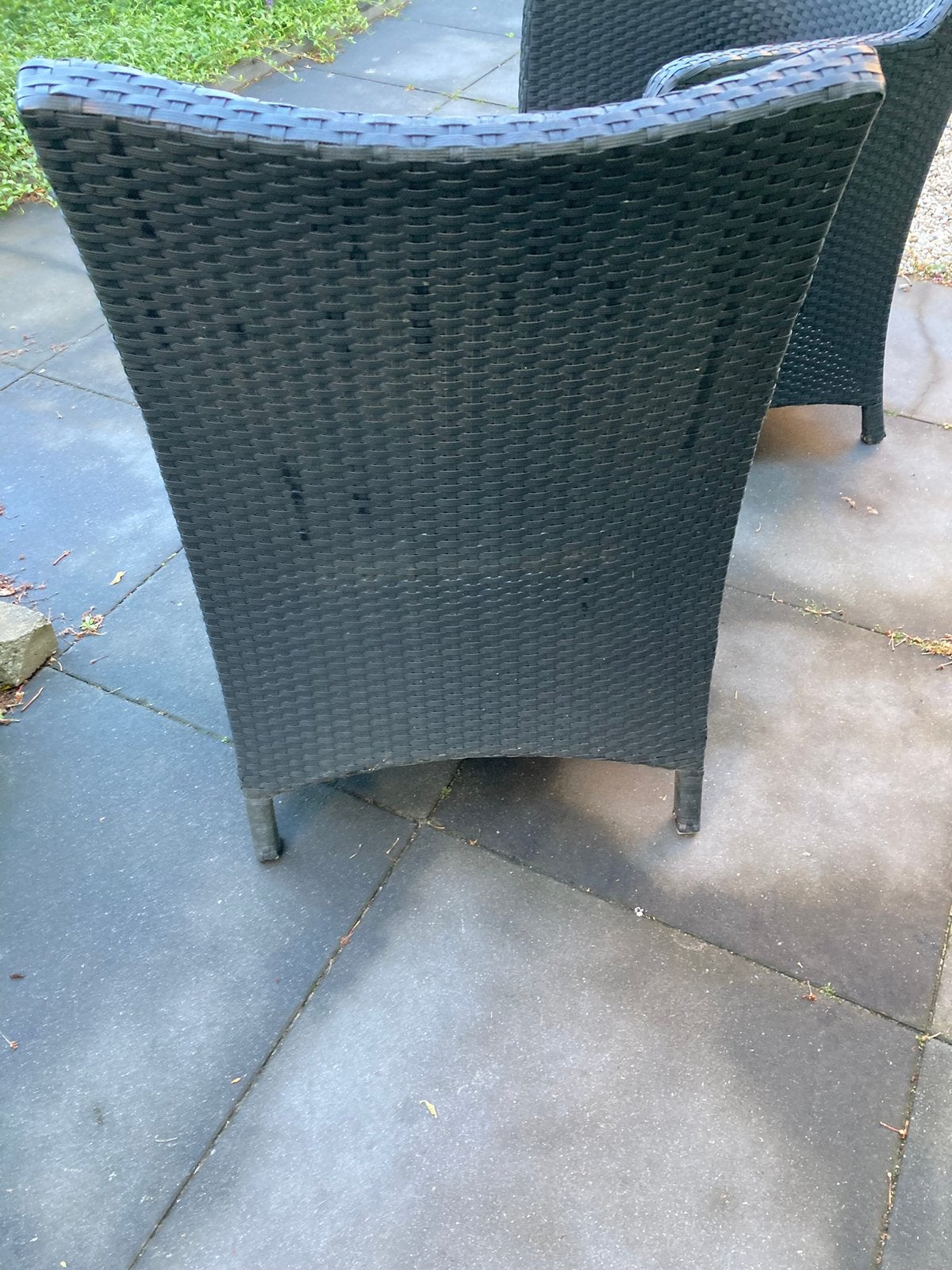 6 grijze wicker tuinstoelen,, Ophalen, Gebruikt, Wicker