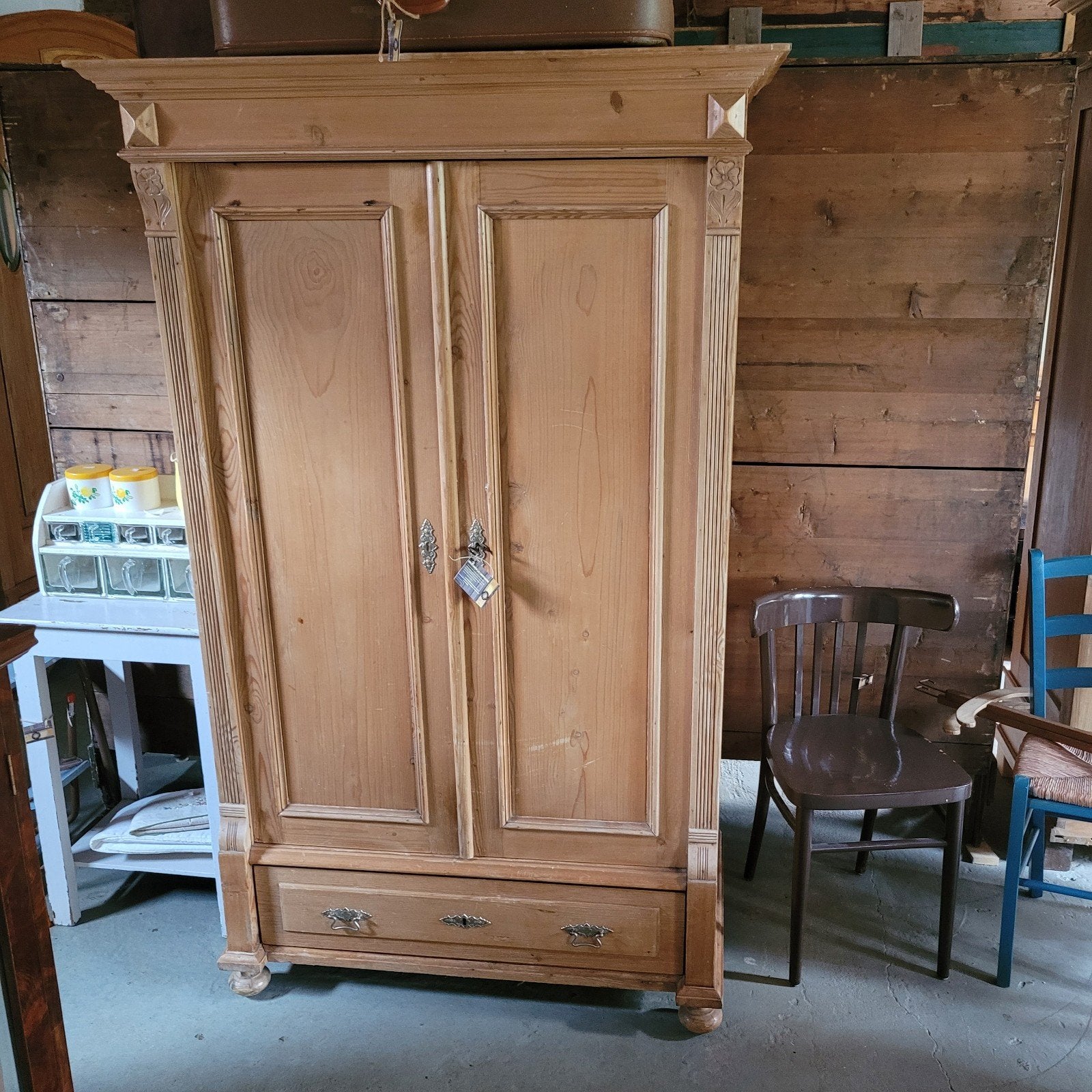Brocante oude grenen kast servieskast keukenkast opbergkast, Ophalen