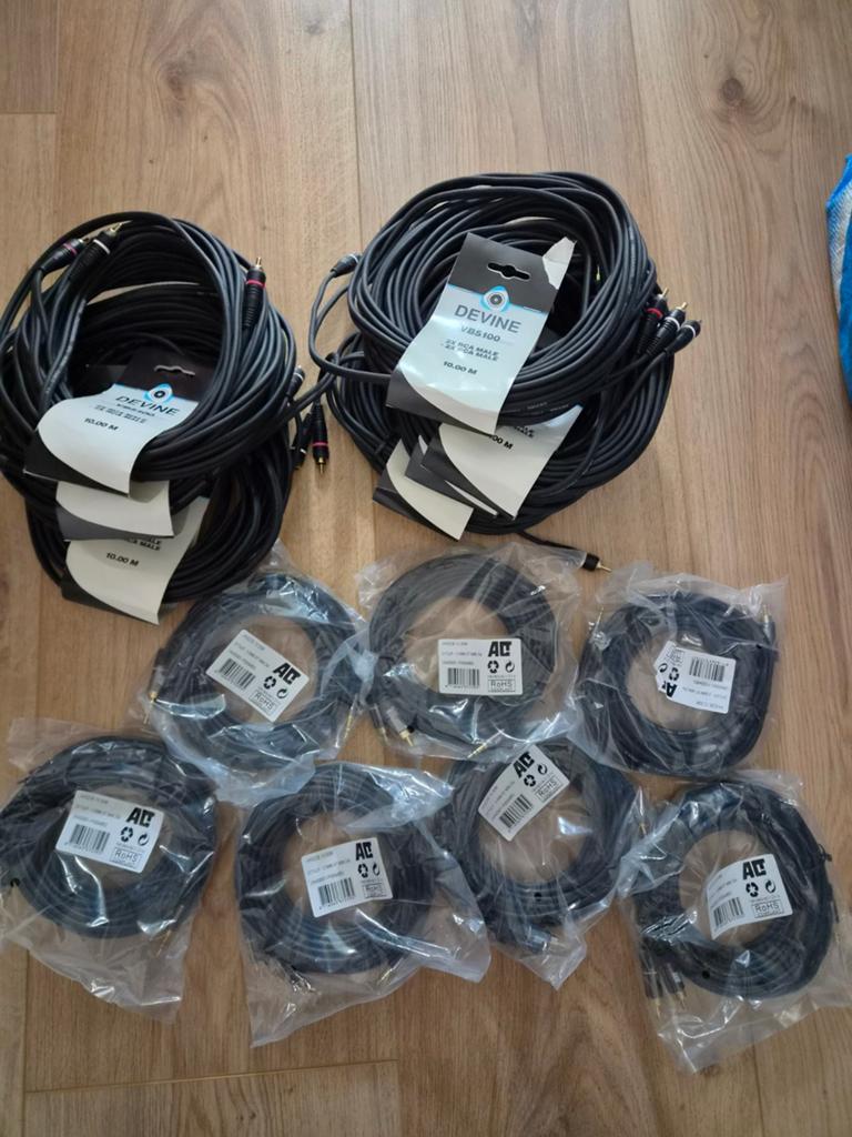 Partij RCA en 3.5mm Jack kabels 10m - Devine VB5100 & AK6236, Ophalen of Verzenden, Nieuw, Overige kabels