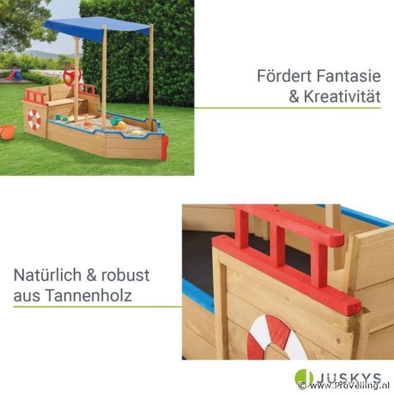 Online Veiling: Houten zandbak piraten design incl. bodem..., Kinderen en Baby's, Nieuw