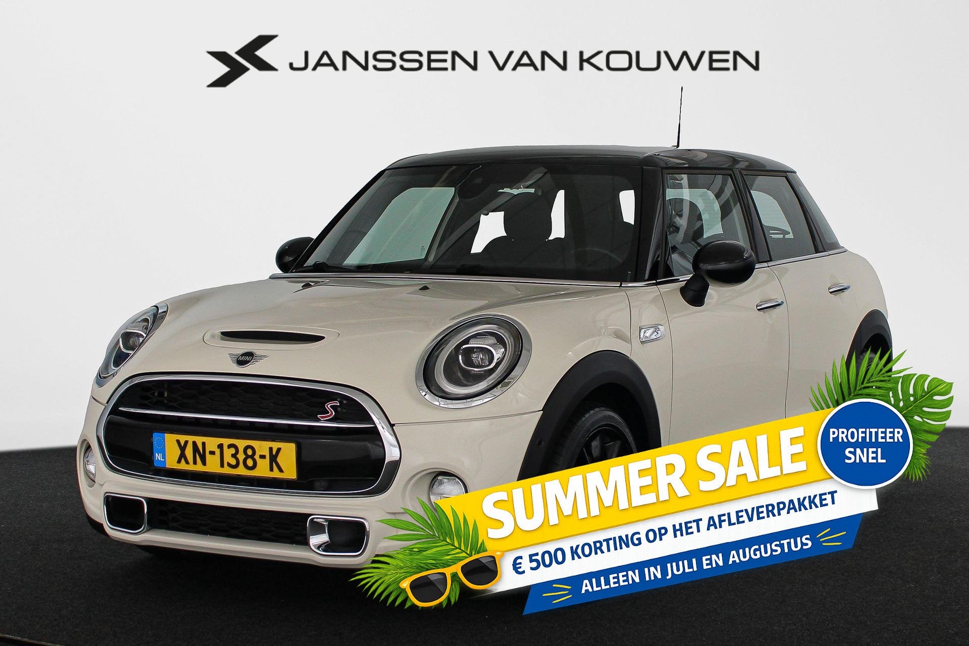 MINI 5-Deurs 2.0 Cooper S Chili Adaptive cruise Keyless Head, Auto's, Mini, 1998 cc, Gebruikt, Leder en Stof, Wit