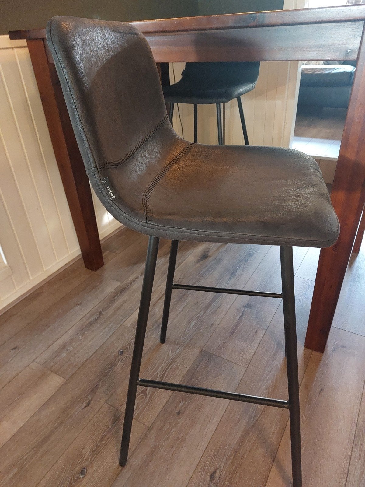 Hoge bartafel met 4 barkrukken, Gebruikt, 90 cm of meer, 4 krukken, Ophalen