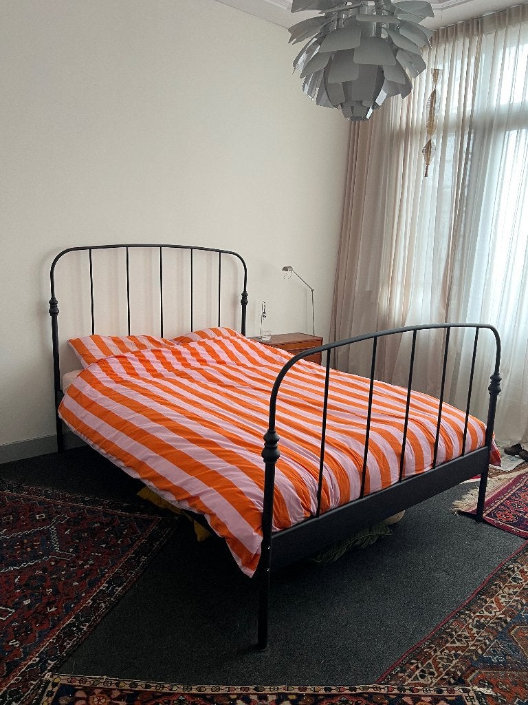 Spijlenbed IKEA Lillesand bedframe, Spijlenbed, Zwart, Tweepersoons, Zo goed als nieuw