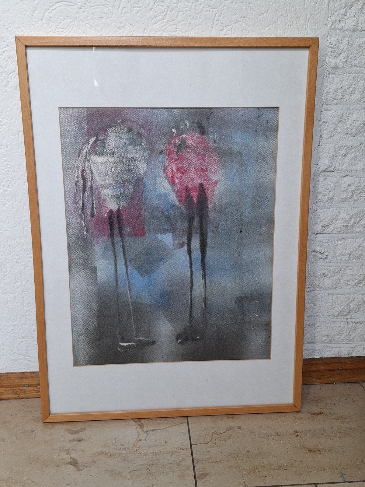 Tweespraak - Gesigneerd kunstwerk van Rike Dijkstra, Antiek en Kunst, Kunst | Schilderijen | Modern, Ophalen, Figuren, Achter glas