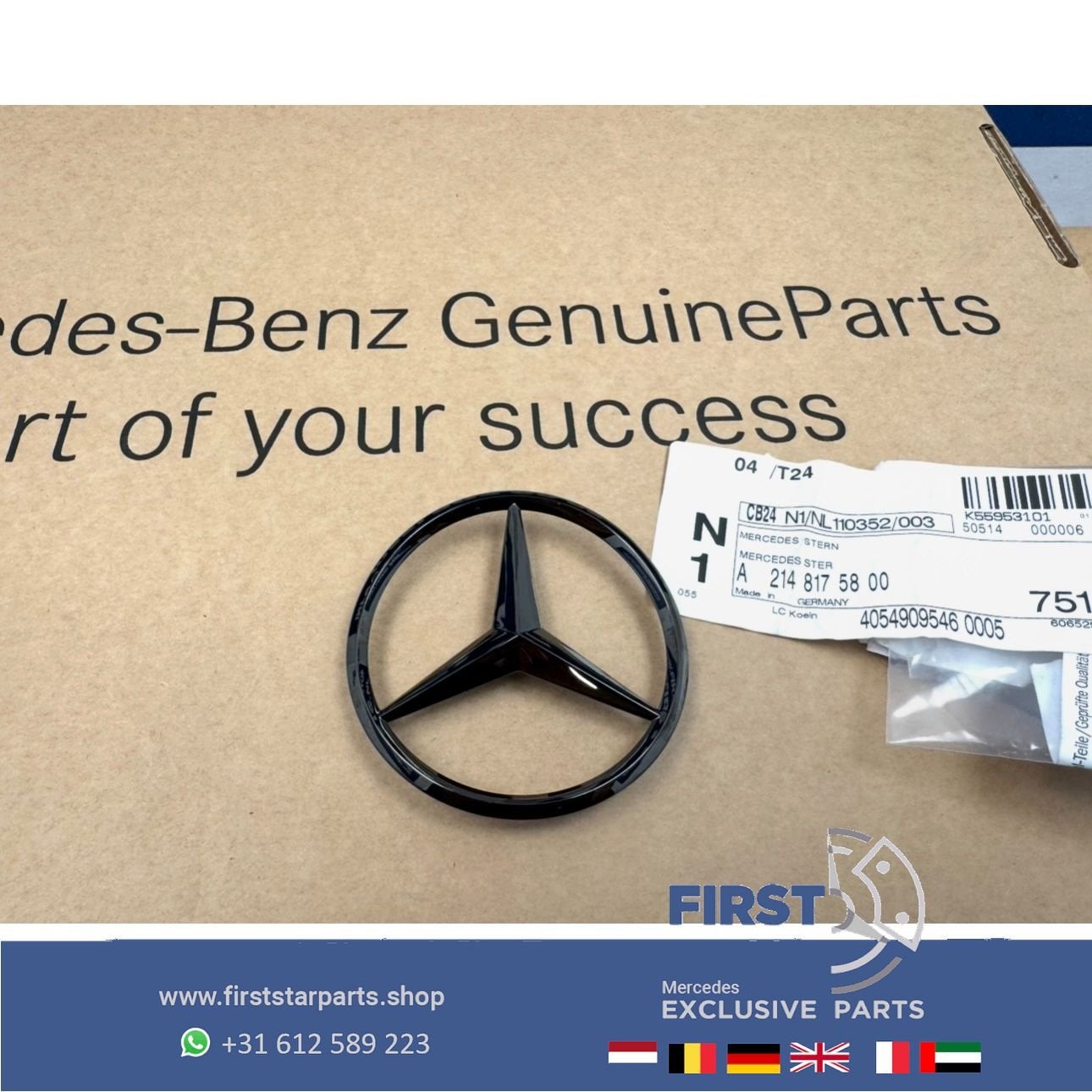 W214 STER Kofferbak LOGO achterklep EMBLEEM zwart W176 W117, Gebruikt, -, Ophalen of Verzenden, -