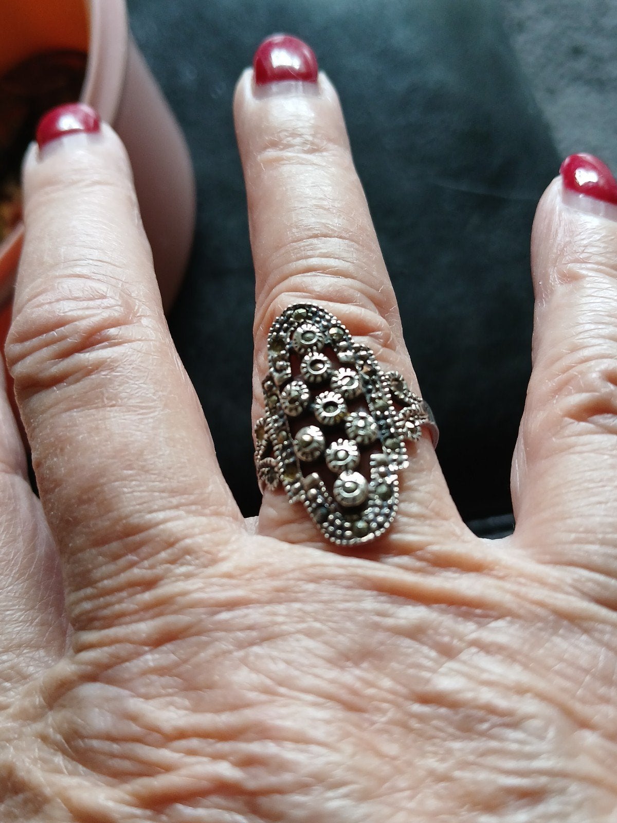 mooi ring antiek met steentjes echt zilver, 18 tot 19, Verzenden, Zo goed als nieuw, Dame