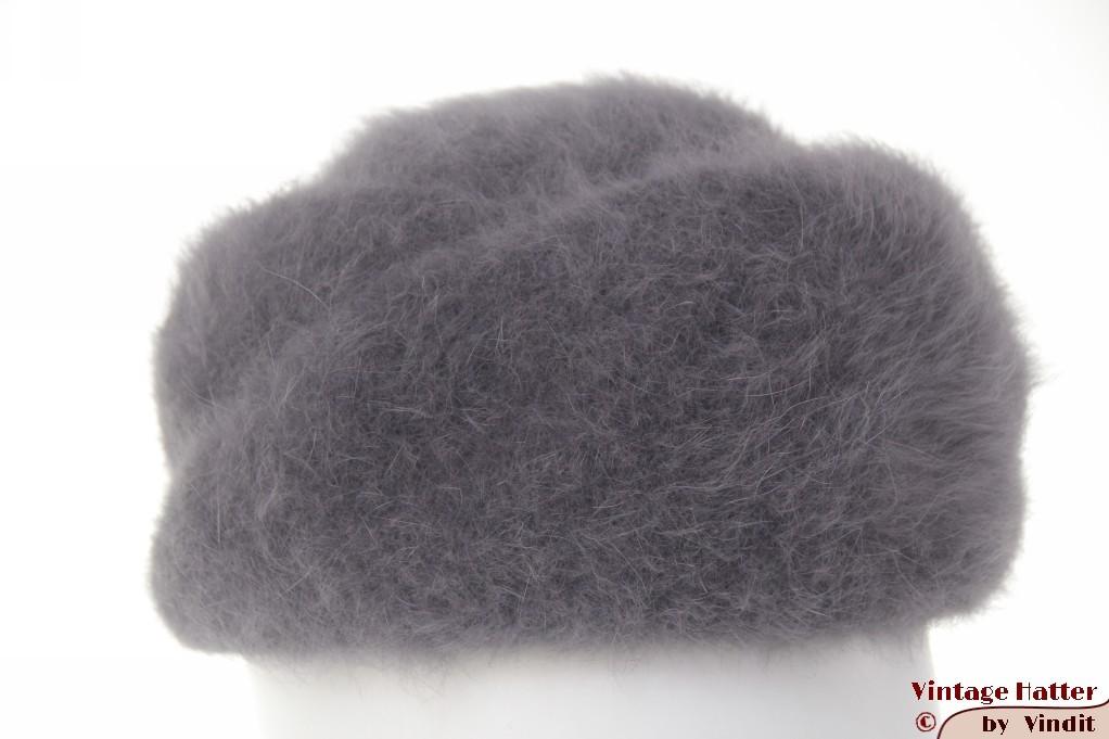 Vintage Dameshoed blauwig grijs angora wol 55-56 = S, Ophalen of Verzenden, Zo goed als nieuw, 56 of 57 cm (M, 7 of 7⅛ inch), Hoed