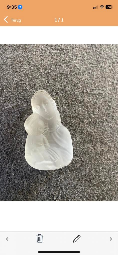 Maria met kind beeldje - Matglas, Huis en Inrichting, Woonaccessoires | Boeddhabeelden, Ophalen of Verzenden, Gebruikt