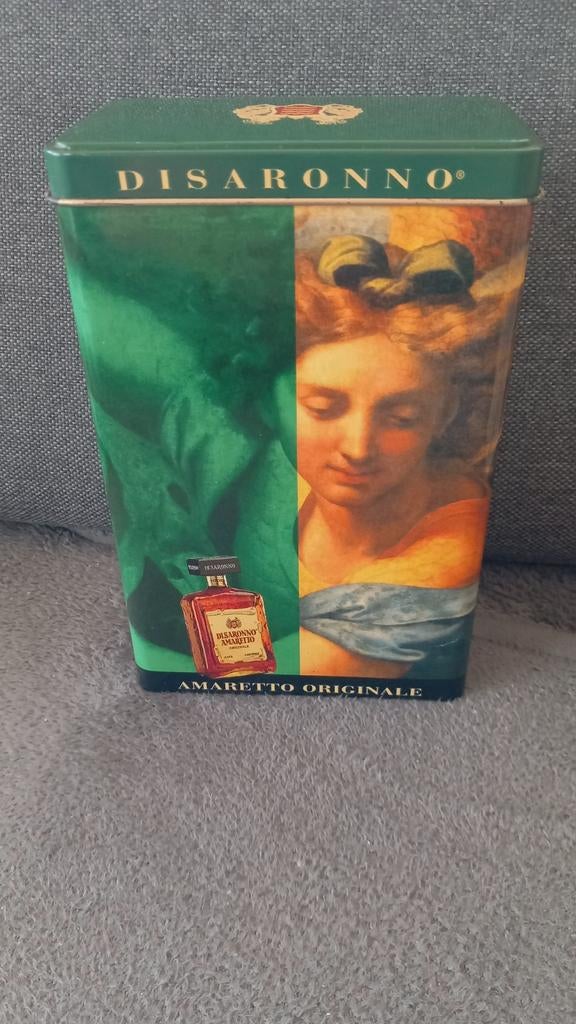 Groot Disaronno Amaretto blik, Rafaello kunstwerk 1995, Ophalen of Verzenden, Gebruikt, Overige, Overige merken