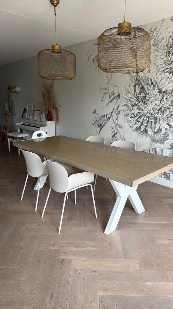 Eettafel 220 x 90, Ophalen, Gebruikt, 200 cm of meer, 50 tot 100 cm