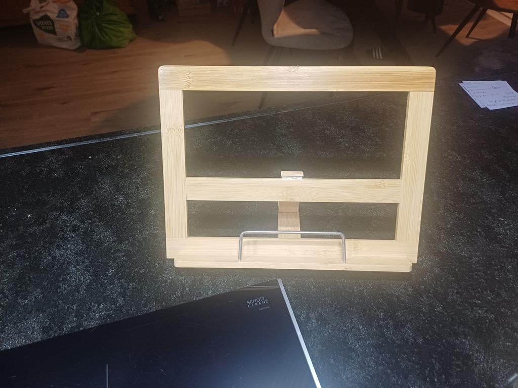 Bamboe kookboekstandaard / tablet houder, Huis en Inrichting, Keuken | Keukenbenodigdheden, Beige, Overige typen, Hout, Ophalen of Verzenden