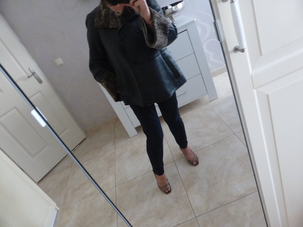vintage lammy coat  maat 42, Kleding | Dames, Zwart, Maat 42/44 (L), Ophalen of Verzenden, Zo goed als nieuw