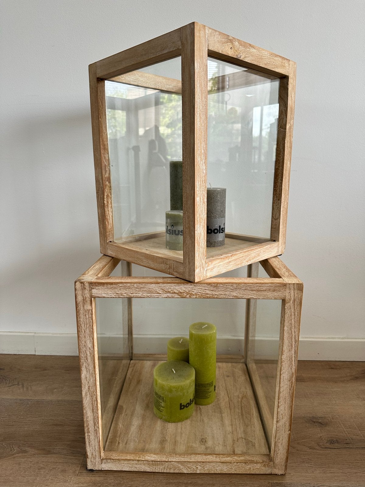 Set van 2 decoratieve kubussen., Ophalen, Hout, Gebruikt, Overige stijlen