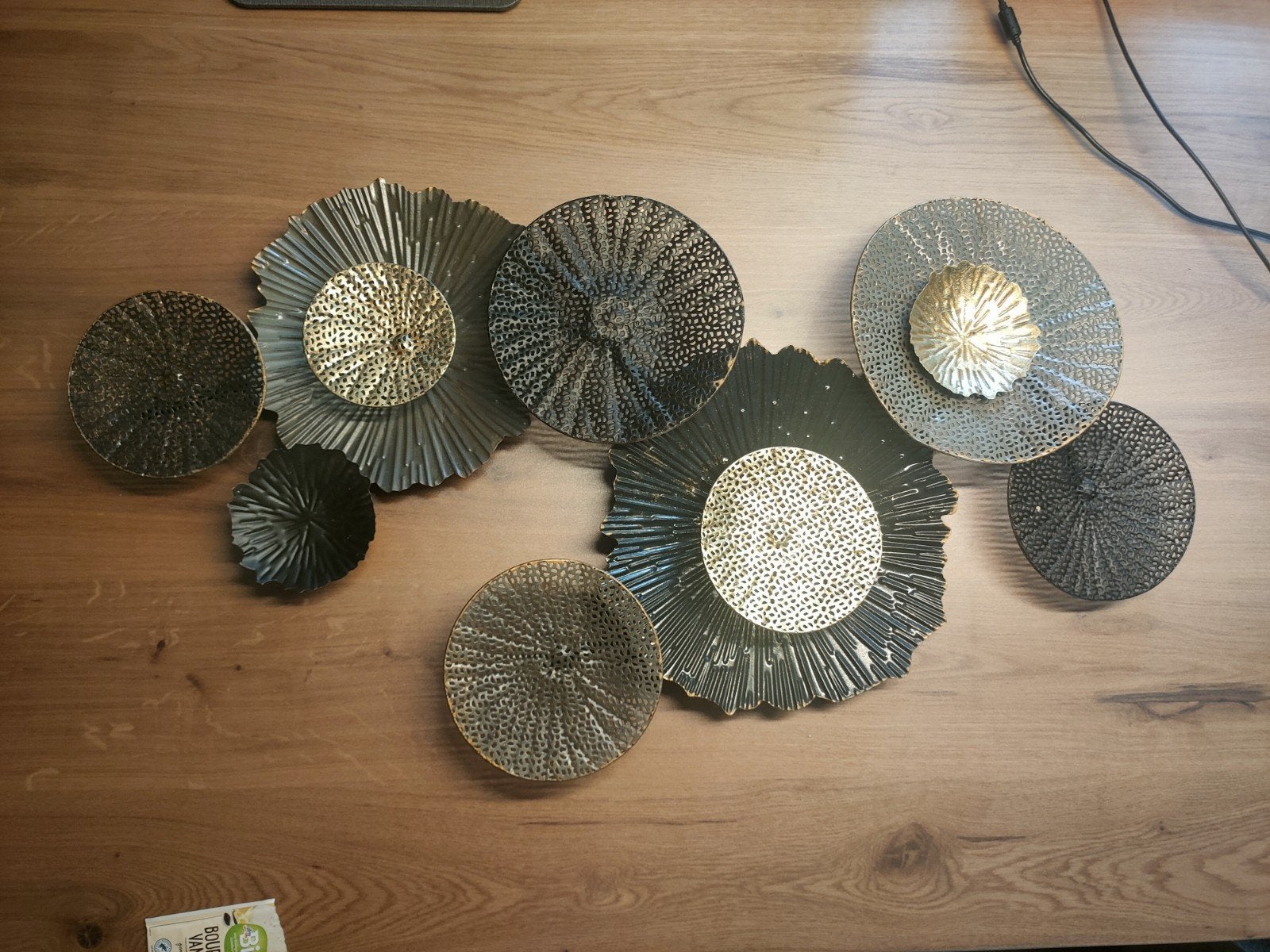 Metalen Wanddecoratie - Tuindecoratie met goud en zwart, Ophalen, Zo goed als nieuw