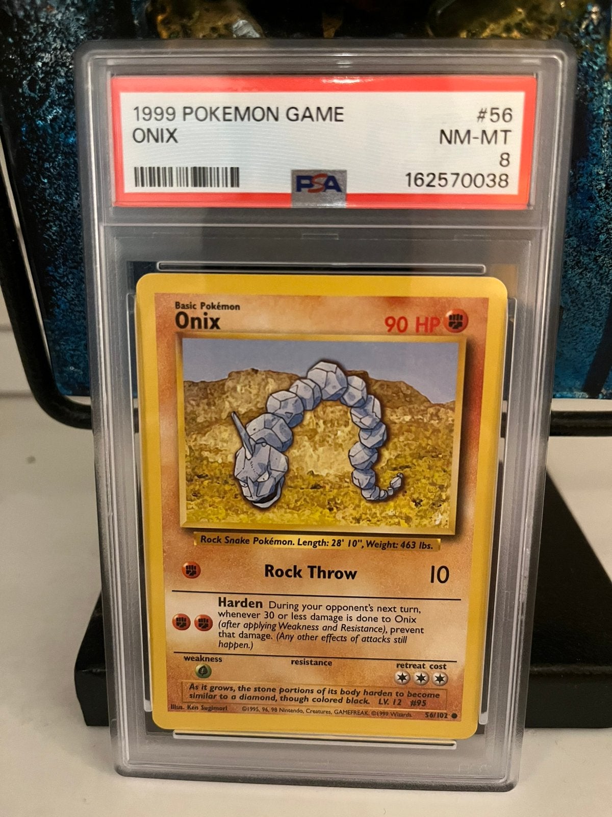 Onix PSA 8 | Pokemon Base Set 1999, Ophalen of Verzenden, Zo goed als nieuw, Losse kaart