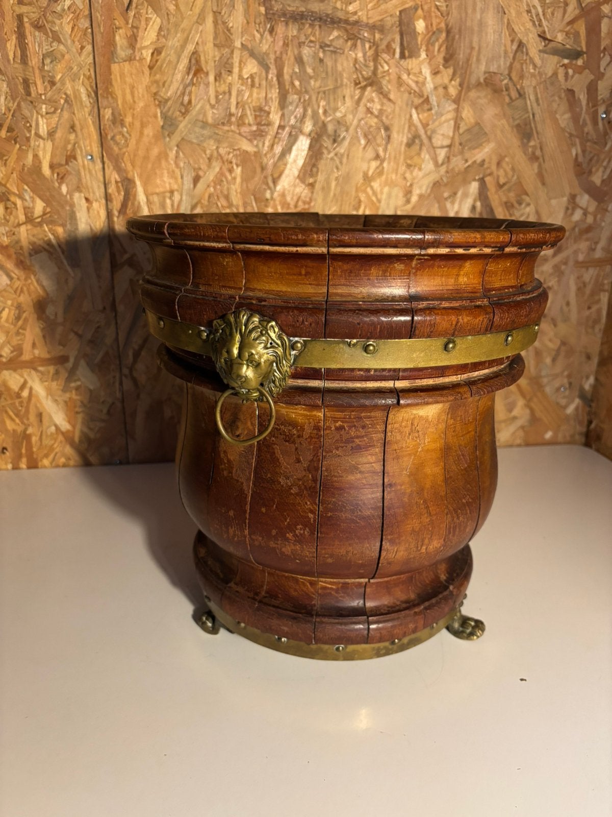 Eikenhouten decoratieve champagnekoeler / wijnkoeler, Ophalen of Verzenden