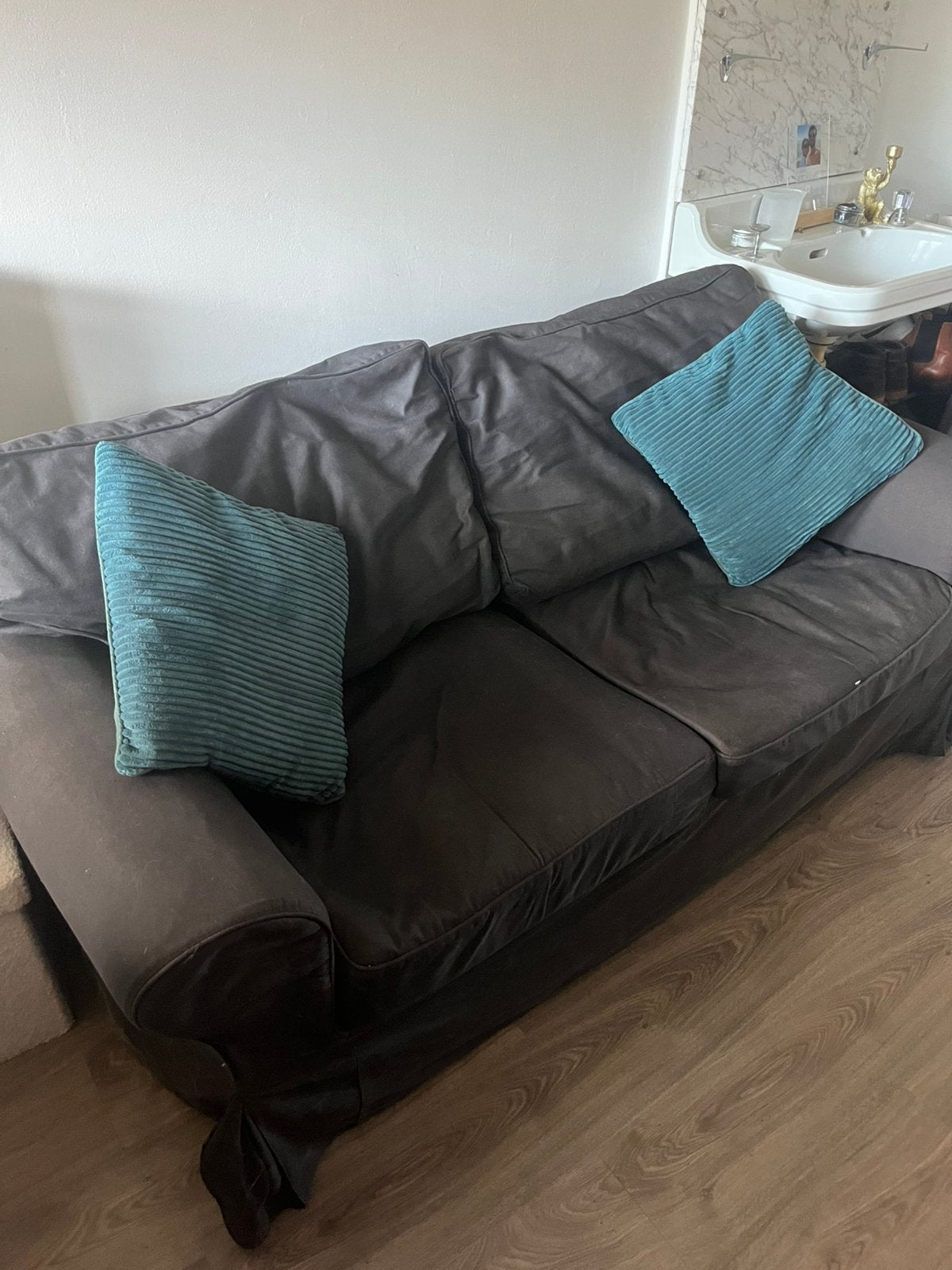 Ikea bank zwart, Ophalen, 150 tot 200 cm, Tweepersoons, 75 tot 100 cm