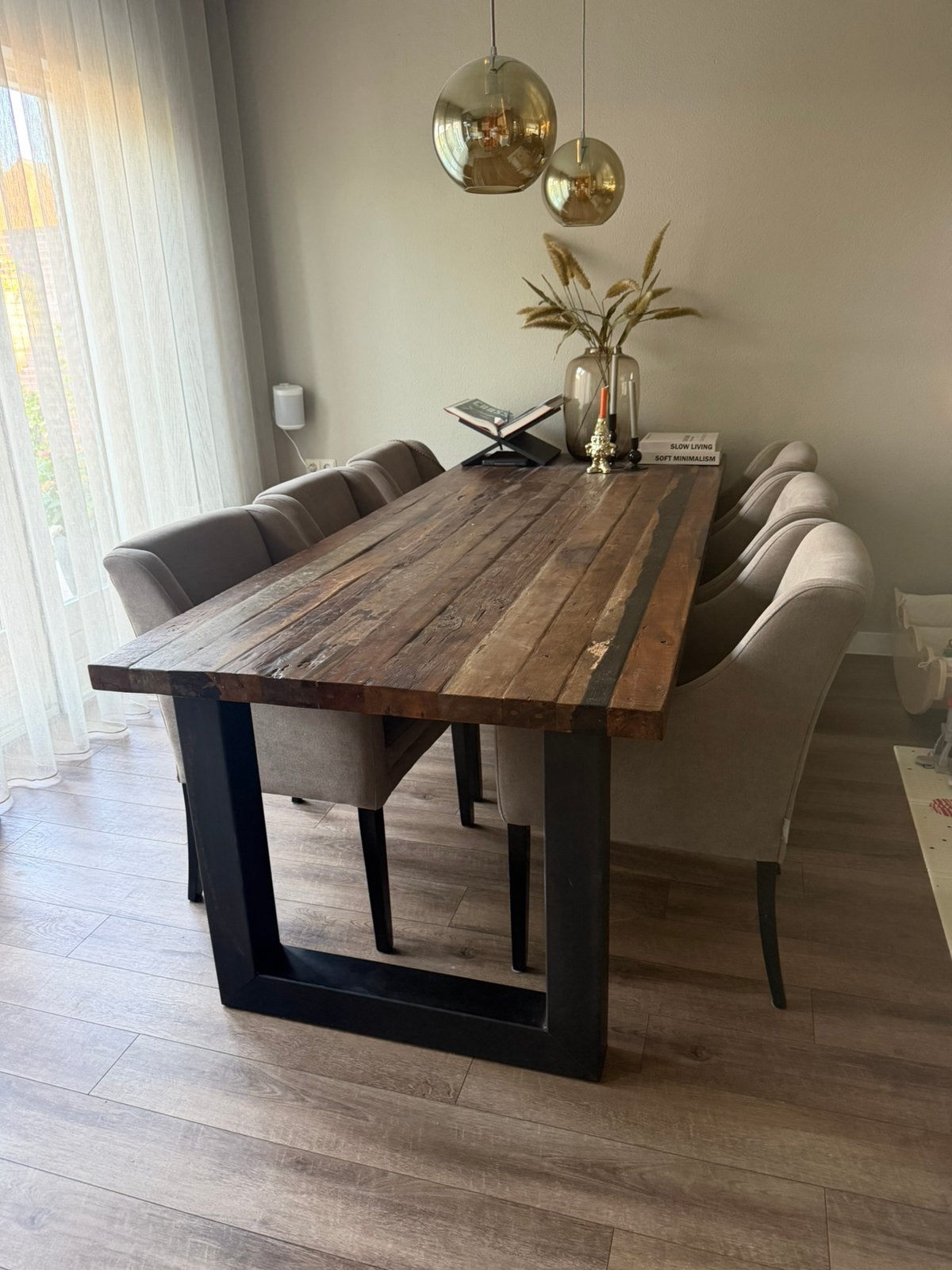 Eettafel met stoelen, Ophalen, 200 cm of meer, 50 tot 100 cm, Zo goed als nieuw