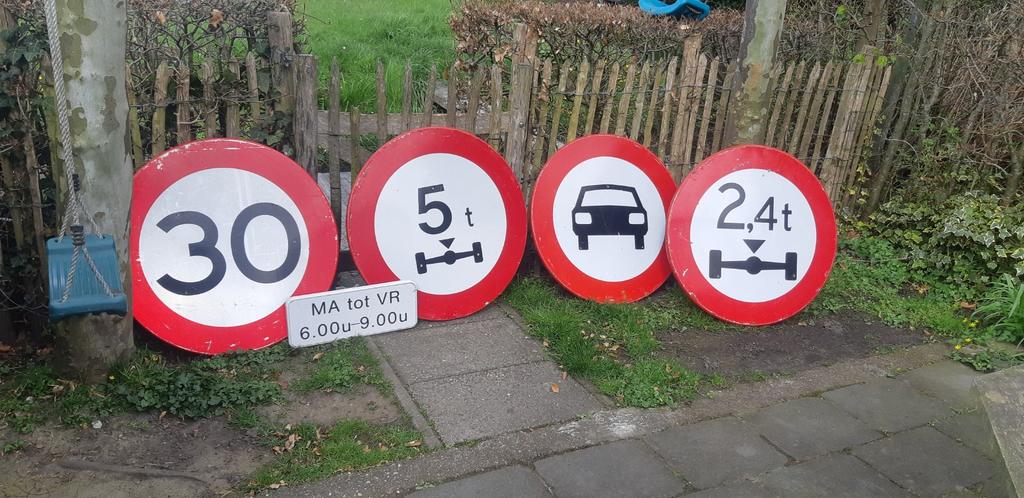Verkeersborden set: Snelheid, gewicht en auto, Ophalen, Gebruikt, Reclamebord