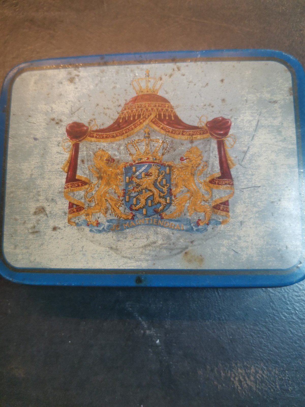 Vintage Riz La+ sigarettenpapier blikje met wapen, Ophalen of Verzenden, Gebruikt, Overige, Overige merken