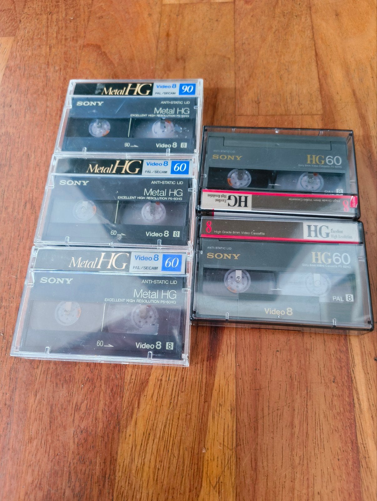 Sony Video 8 Cassettes - 5 stuks (3x Metal HG 90, 2x HG 60), Audio, Tv en Foto, Ophalen of Verzenden, Gebruikt, Overige typen